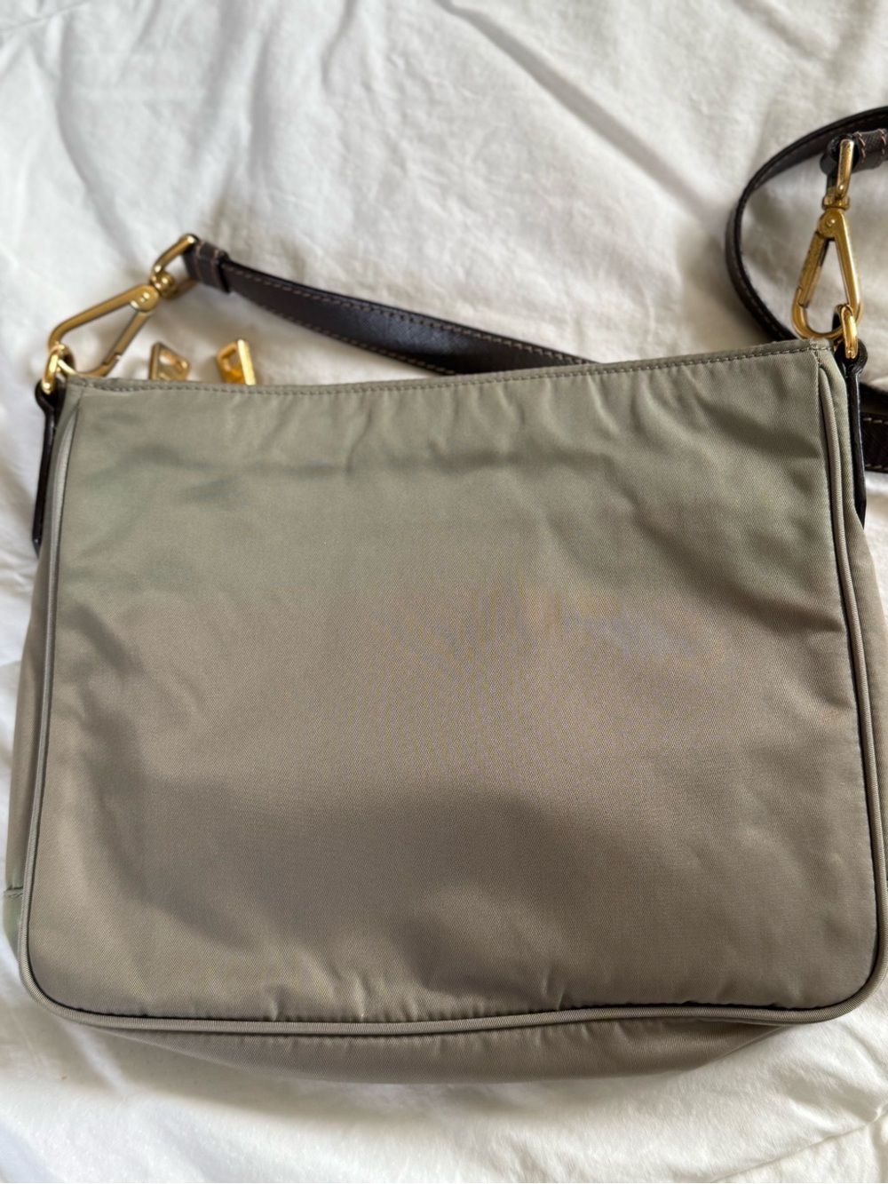 Prada Olive Nylon Crossbody with Black Leather Strap and Gold Hardware - Picture 4 of 4